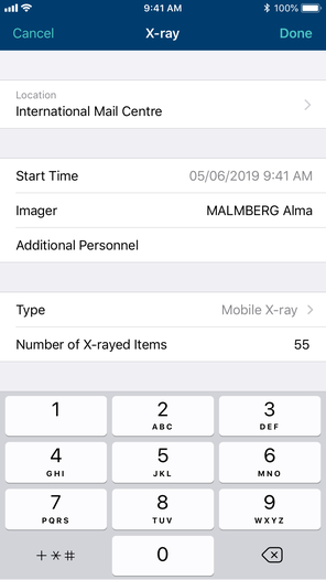 Phone screenshot of x-ray activity