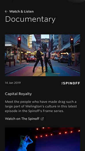 Mobile screenshot of the Watch & Listen page
