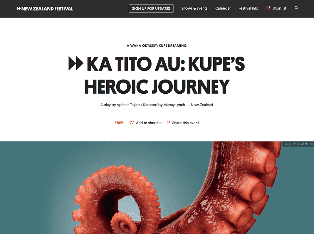 Screenshot of the NZ Festival homepage